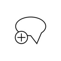 Sign and symbols concept. Outline symbol in flat style. Editable stroke. Line icon of plus next to speech bubble vector