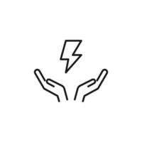 Charity and philanthropy concept. Hight quality sign drawn with thin line. Suitable for web sites, stores, internet shops, banners etc. Line icon of lightning over opened hands vector