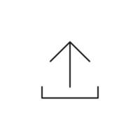 Interface of web site signs. Minimalistic outline symbol drawn with black thin line. Suitable for apps, web sites, internet pages. Vector line icon of upload sign