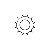 Ecology, nature, eco-friendly concept. Outline symbol drawn with black thin line. Suitable for adverts, packages, stores, web sites. Vector line icon of sun