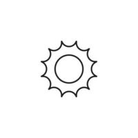 Ecology, nature, eco-friendly concept. Outline symbol drawn with black thin line. Suitable for adverts, packages, stores, web sites. Vector line icon of sun