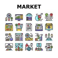 conjunto de iconos de investigación y análisis de mercado vector