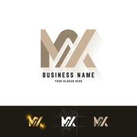 Letter MX or NK monogram logo with grid method design vector