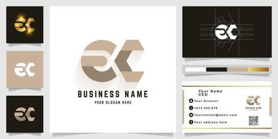 Letter ec or ak monogram logo with business card design vector