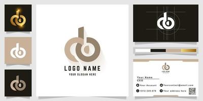 Letter do or cb monogram logo with business card design vector