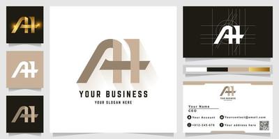 Letter AH or AA monogram logo with business card design vector