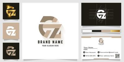 Letter az or Gz monogram logo with business card design vector