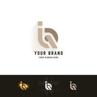 Letter iQ or Q monogram logo with grid method design vector