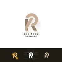 Letter R or KR monogram logo with grid method design vector