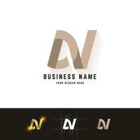 Letter N or DN monogram logo with grid method design vector