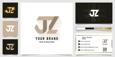 Letter JZ or TL monogram logo with business card design vector