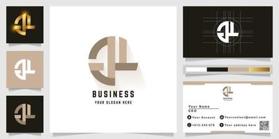 Letter aL or au monogram logo with business card design vector