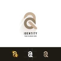 Letter a or aQ monogram logo with grid method design vector