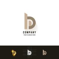 Letter b or bD monogram logo with grid method design vector