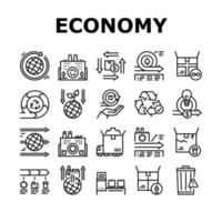 Circular And Linear Economy Model Icons Set Vector