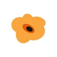 Colorful vector illustration drawn in flat style. Suitable for books, articles, web sites, apps etc. Image of simple orange flower with black stigma