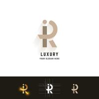 Letter R or iR monogram logo with grid method design vector