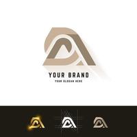 Letter a or aa monogram logo with grid method design vector