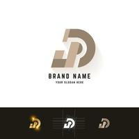 Letter D or JD monogram logo with grid method design vector