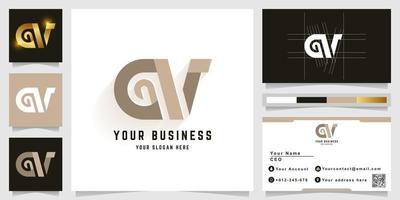 Letter av or GV monogram logo with business card design vector