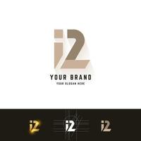 Letter R or iz monogram logo with grid method design vector