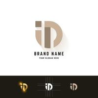 Letter iD or im monogram logo with grid method design vector