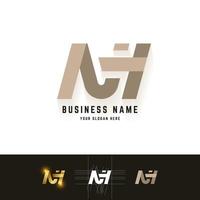 Letter NH or MH monogram logo with grid method design vector