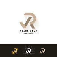 Letter R or JR monogram logo with grid method design vector