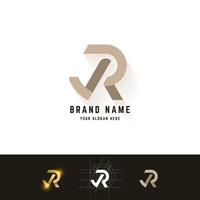 Letter R or JR monogram logo with grid method design vector