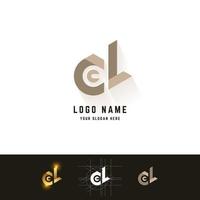 Letter d or CL monogram logo with grid method design vector