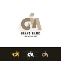 Letter dM or GM monogram logo with grid method design vector