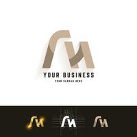 Letter M or AN monogram logo with grid method design vector