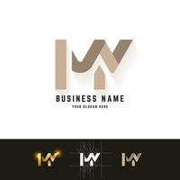 Letter MW or IW monogram logo with grid method design vector