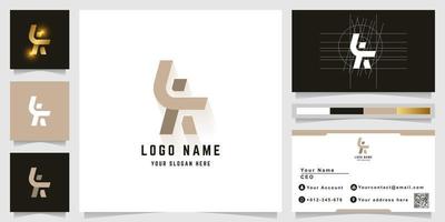 Letter LK or LA monogram logo with business card design vector