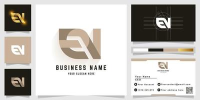 Letter EN or EV monogram logo with business card design vector