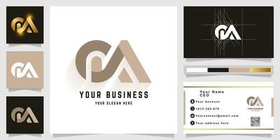 Letter am or GA monogram logo with business card design vector