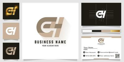 Letter eH or GH monogram logo with business card design vector