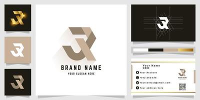 Letter JX or JR monogram logo with business card design vector