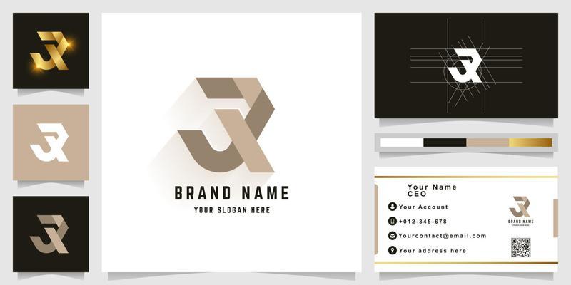 Letter JX or JR monogram logo with business card design