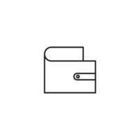 Outline monochrome symbol drawn in flat style with thin line. Editable stroke. Line icon of wallet for money, cash, cards vector