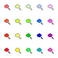 Line icon collection of vibrant multicolored speech bubbles in form of cloud with tails vector