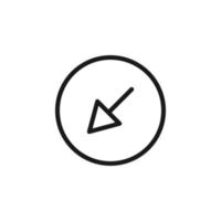 Symbols, signs, interface and internet concept. Simple monochrome illustrations for web sites, stores, apps. Vector line icon of arrow down in left diagonal direction