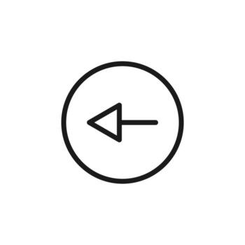 Symbols, signs, interface and internet concept. Simple monochrome illustrations for web sites, stores, apps. Vector line icon of arrow left inside of circle