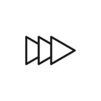 Symbols, signs, interface and internet concept. Simple monochrome illustrations for web sites, stores, apps. Vector line icon of arrow as symbol of fast forward