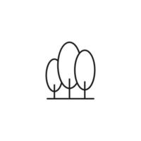 Ecology, nature, eco-friendly concept. Outline symbol drawn with black thin line. Suitable for adverts, packages, stores, web sites. Vector line icon of trees in forest