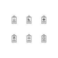 Outline symbol in modern flat style suitable for advertisement, books, stores. Line icon set with icons of house, liner, brick wall, builder, eye, spaceman on clipboard vector