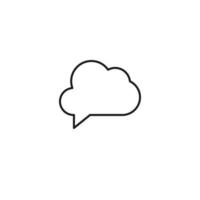 Black and white simple sign. Monochrome minimalistic illustration suitable for apps, books, templates, articles etc. Vector line icon of cloud speech bubble