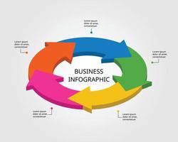 arrow chart template for infographic for presentation for 5 element vector