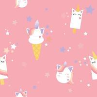 cute unicorn with ice cream seamless background for fabric pattern vector