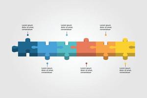 Jigsaw template for infographic for presentation for 6 element vector